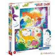 Vicces dinók Supercolor 2 az 1-ben puzzle 2x20db-os - Clementoni