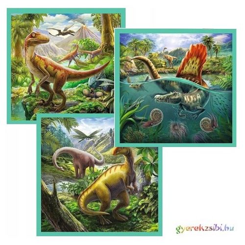 3 az 1-ben dinoszauruszos puzzle szett - Trefl