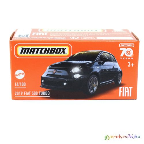 Matchbox: 2019 Fiat 500 Turbo kisautó papírdobozban 1/64 - Mattel