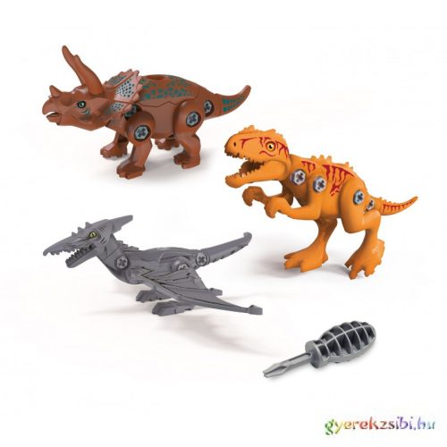 DINOSZAURUSZ ÉPÍTŐ KÉSZLET - T-Rex, Triceratops, Pteranodon