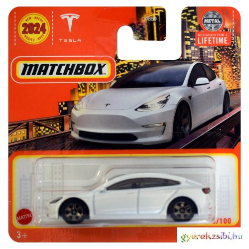 Matchbox: Tesla Model 3 fehér kisautó 1/64 – Mattel