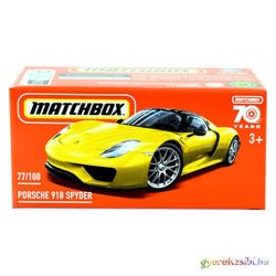   Matchbox: Papírdobozos Porsche 918 Spyder sárga kisautó 1/64 - Mattel