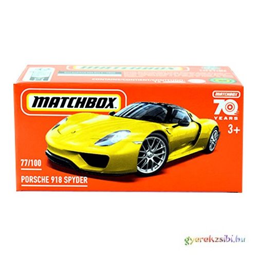 Matchbox: Papírdobozos Porsche 918 Spyder sárga kisautó 1/64 - Mattel