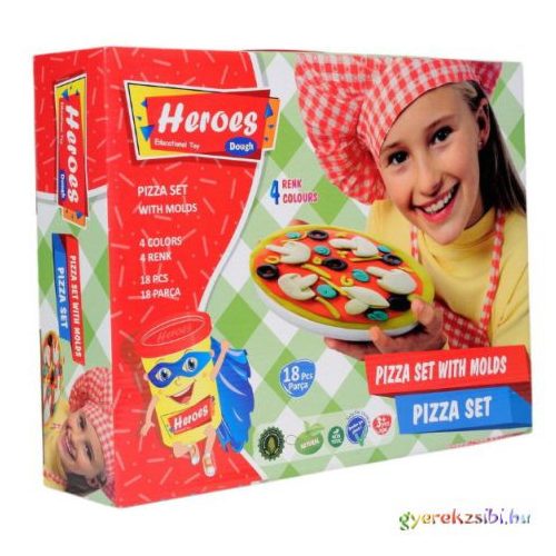 Play-Dough: Heros pizzakészítő gyurmaszett 18db-os 4-féle gyurmával