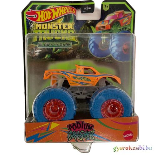 Hot Wheels Monster Trucks: Podium Crasher sötétben világító járgány - Mattel