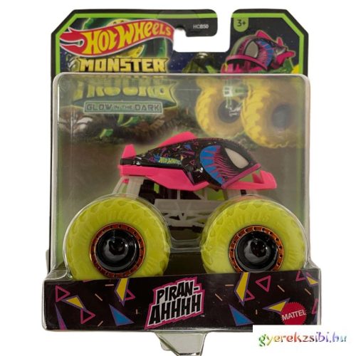 Hot Wheels Monster Trucks: Piran-Ahhh sötétben világító járgány - Mattel