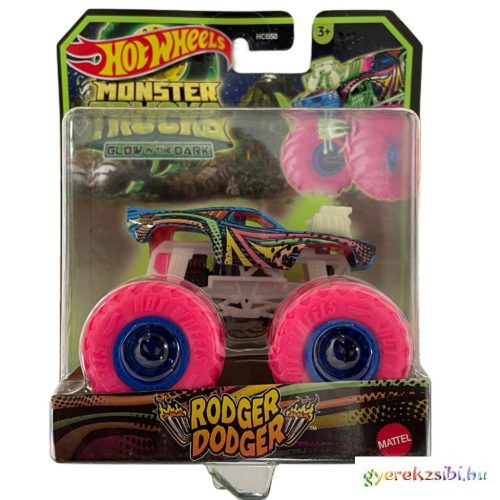 Hot Wheels Monster Trucks: Rodger Dodger sötétben világító járgány - Mattel