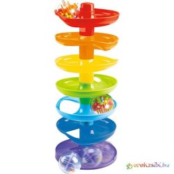   Playgo: Szivárvány bébi golyópálya torony három golyóval