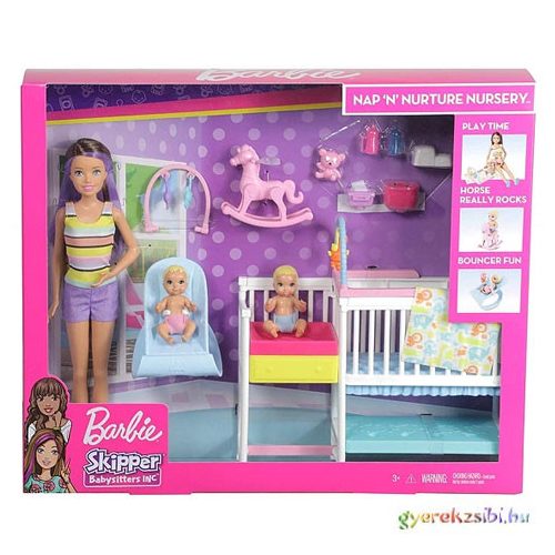 Barbie: Bébiszitter szett kiegészítőkkel és babával - Mattel