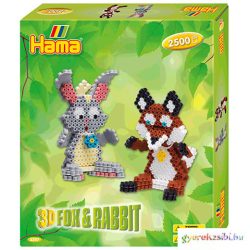   Hama: Nyúl és róka 3D vasalható gyöngy szett 2500 db-os Midi