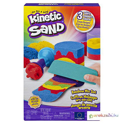 Kinetic Sand szivárvány színű homokgyurma kiegészítőkkel 383g - Spin Master