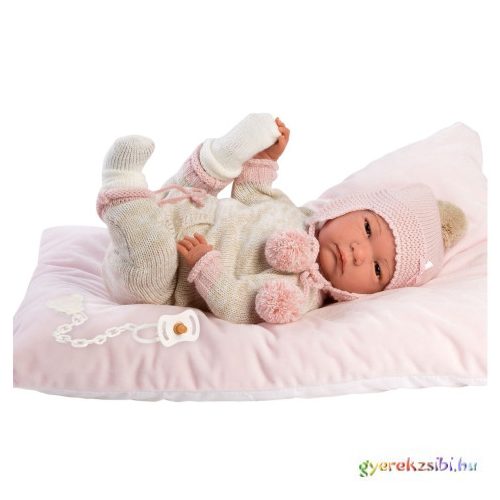 Llorens: Reborn limitált kiadású élethű újszülött baba bojtos ruhával 42cm-es