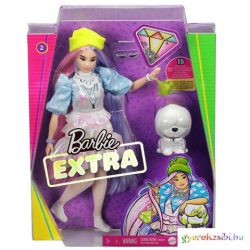  Barbie Extra: Baba csillogó ruhában, kiskedvenccel - Mattel