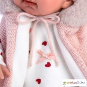 Llorens: Tina 44cm-es síró baba kapucnis rózsaszín mellényben
