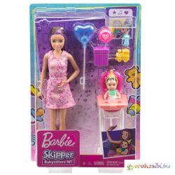   Barbie: Szülinapi bébiszitter baba etetőszékkel és kisbabával - Mattel