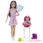 Barbie: Szülinapi bébiszitter baba etetőszékkel és kisbabával - Mattel