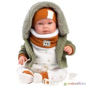Llorens: Talo Sonrisas 42cm-es kacagó újszülött baba kapucnis kabátban