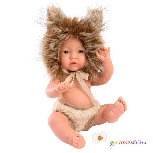 Llorens: Fiú csecsemő baba 30cm-es oroszlános sapkában