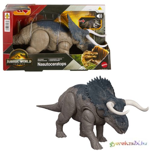 Jurassic World: Újjászületés Wild Roar Nasutoceratops támadó dinoszaurusz figura - Mattel